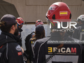 The Spanish rescue team Ericam works with Moroccan firefighters during an operation near the village of Talat N'Yaabouq in the Atlas Mountai...