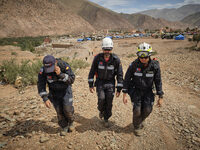 The Spanish rescue team Ericam works with Moroccan firefighters during an operation near the village of Talat N'Yaabouq in the Atlas Mountai...