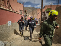 The Spanish rescue team Ericam works with Moroccan firefighters during an operation near the village of Talat N'Yaabouq in the Atlas Mountai...