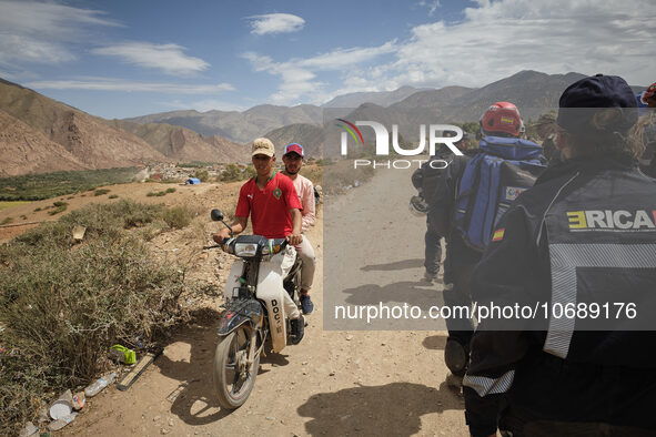 The Spanish rescue team Ericam works with Moroccan firefighters during an operation near the village of Talat N'Yaabouq in the Atlas Mountai...