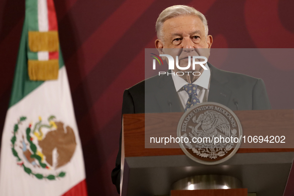 October 24, 2023, Mexico City, Mexico: The president of Mexico, Andres Manuel Lopez Obrador at his daily morning conference at the National...