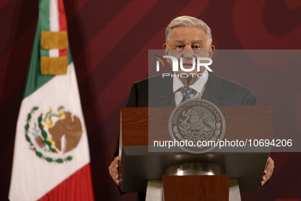 October 24, 2023, Mexico City, Mexico: The president of Mexico, Andres Manuel Lopez Obrador at his daily morning conference at the National...