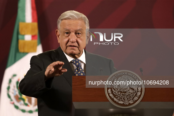 October 24, 2023, Mexico City, Mexico: The president of Mexico, Andres Manuel Lopez Obrador at his daily morning conference at the National...