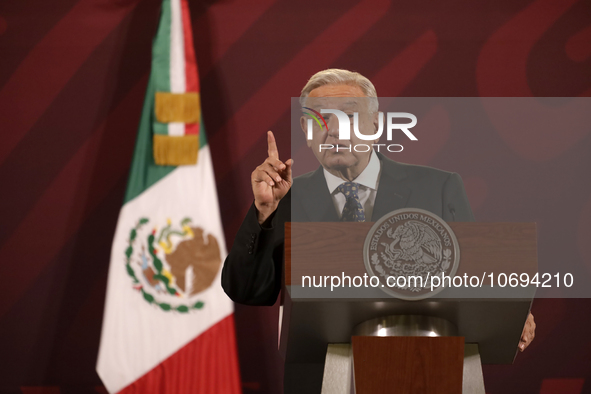 October 24, 2023, Mexico City, Mexico: The president of Mexico, Andres Manuel Lopez Obrador at his daily morning conference at the National...