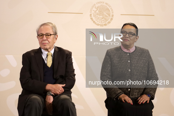 October 24, 2023, Mexico City, Mexico: Mexican Health Secretary Jorge Alcocer and Mexican Security Secretary Rosa Icela Rodriguez at the dai...