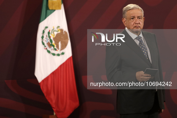 October 24, 2023, Mexico City, Mexico: The president of Mexico, Andres Manuel Lopez Obrador at his daily morning conference at the National...