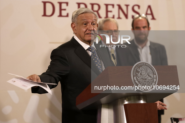 October 24, 2023, Mexico City, Mexico: The president of Mexico, Andres Manuel Lopez Obrador at his daily morning conference at the National...