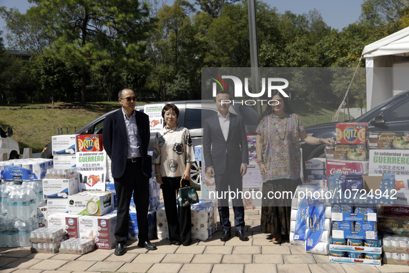 October 28, 2023, Mexico City, Mexico: The Chinese ambassador to Mexico, Zhang Run, donates food for those affected by Hurricane Otis in Aca...