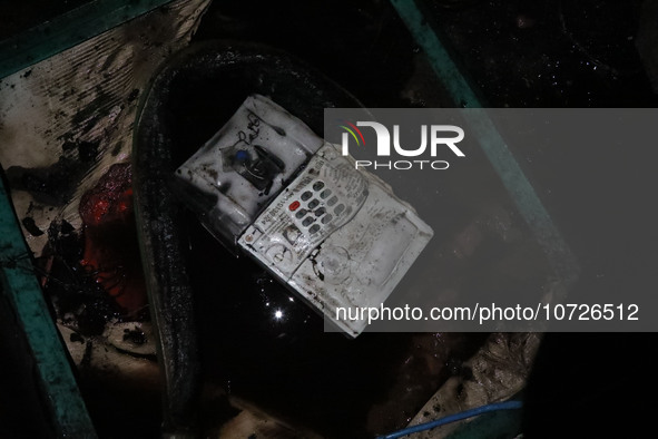 A fire is currently burning an electricity meter box in Baburhat, Narsingdi, Bangladesh, on October 30, 2023. This location is recognized as...