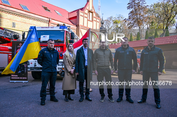 LVIV, UKRAINE - OCTOBER 30, 2023 - Deputy head of the State Emergency Service of Ukraine Andrii Danyk, Honorary Vice Consul of Austria in Lv...