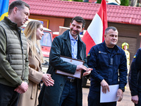 LVIV, UKRAINE - OCTOBER 30, 2023 - Lviv Regional Military Administration head Maksym Kozytskyi, Honorary Vice Consul of Austria in Lviv Khry...