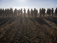 Servicemen of the First Presidential National Guard Brigade of Ukraine BUREVIY (Storm) during a practical exercise at a training ground in n...