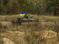 Servicemen of the First Presidential National Guard Brigade of Ukraine BUREVIY (Storm) during a practical exercise at a training ground in n...