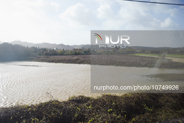 A general view of houses and roads submerged due flood damage in Toscana on November 04, 2023 in Campi Bisenzio, Italy 