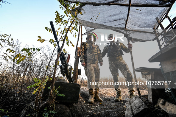 ZAPORIZHZHIA REGION, UKRAINE - NOVEMBER 03, 2023 - Servicemen of the Ukrainian anti-aircraft missile troops near Robotyno in the Zaporizhzhi...