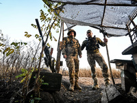 ZAPORIZHZHIA REGION, UKRAINE - NOVEMBER 03, 2023 - Servicemen of the Ukrainian anti-aircraft missile troops near Robotyno in the Zaporizhzhi...