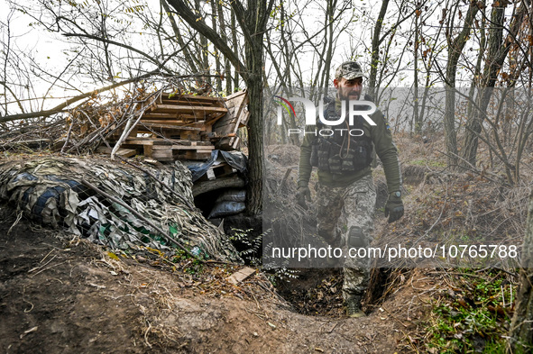 ZAPORIZHZHIA REGION, UKRAINE - NOVEMBER 03, 2023 - A serviceman of the Ukrainian anti-aircraft missile troops near Robotyno in the Zaporizhz...