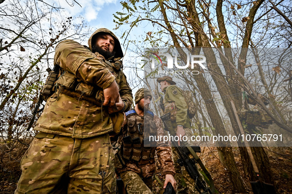 ZAPORIZHZHIA REGION, UKRAINE - NOVEMBER 03, 2023 - Servicemen of the Ukrainian anti-aircraft missile troops near Robotyno in the Zaporizhzhi...