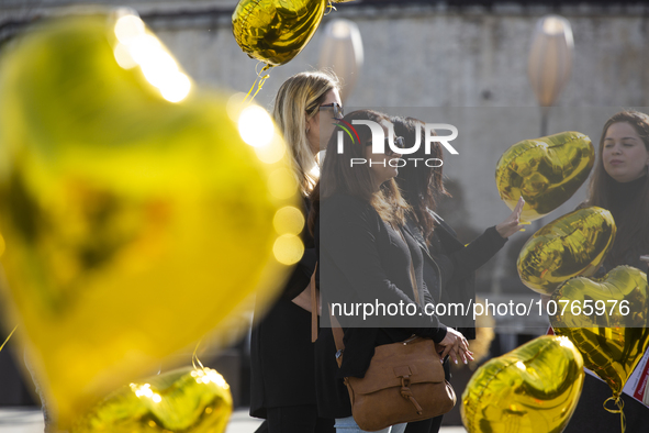 Demonstration in front of the National Palace of Culture in Sofia, Bulgaria on November 7, 2023. The participants asked to demand the releas...