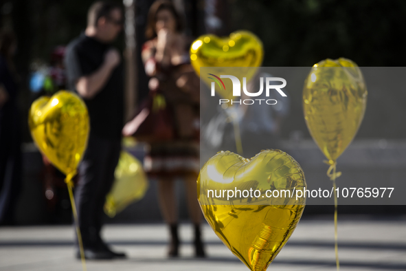 Demonstration in front of the National Palace of Culture in Sofia, Bulgaria on November 7, 2023. The participants asked to demand the releas...