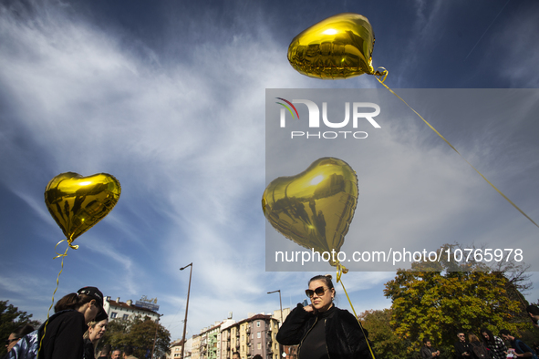 Demonstration in front of the National Palace of Culture in Sofia, Bulgaria on November 7, 2023. The participants asked to demand the releas...