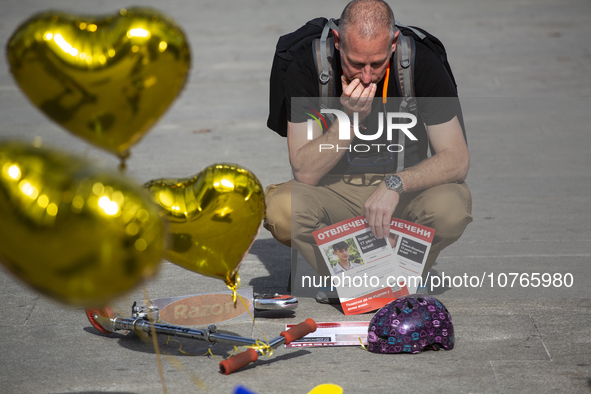 Demonstration in front of the National Palace of Culture in Sofia, Bulgaria on November 7, 2023. The participants asked to demand the releas...