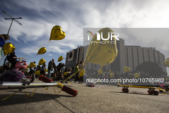 Demonstration in front of the National Palace of Culture in Sofia, Bulgaria on November 7, 2023. The participants asked to demand the releas...