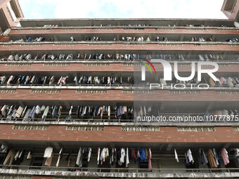 XIAMEN, CHINA - NOVEMBER 9, 2023 - The student dormitory building of Xiamen University is seen in Xiamen, Fujian province, China, November 9...