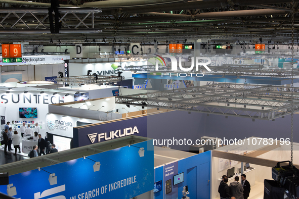 general view o trade fair goers are seen at medica fair 2023 in Duesseldorf, Germany on Nov.13.2023 