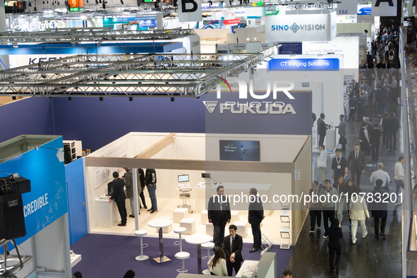 general view o trade fair goers are seen at medica fair 2023 in Duesseldorf, Germany on Nov.13.2023 