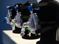 A general view of medical oxygen masks being displayed at the Medica Fair 2023 in Dusseldorf, Germany, on November 13, 2023. (