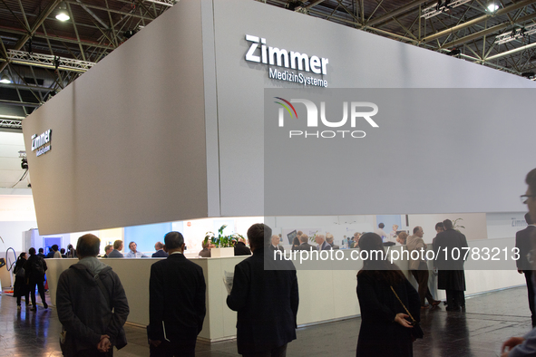 Trade fair attendees are seen at the Medica Fair 2023 in Dusseldorf, Germany, on November 13, 2023. 