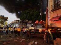 
Area cordoned off due to a fire in the shoe market in Tepito, Historic Center of Mexico City. (