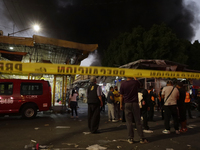 
Area cordoned off due to a fire in the shoe market in Tepito, Historic Center of Mexico City. (