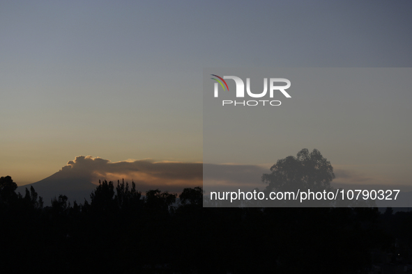 View of the Popocatepetl Volcano from Mexico City emitting smoke at dawn.

Last May, the Government of the State of Mexico, the Government...