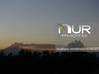 View of the Popocatepetl Volcano from Mexico City emitting smoke at dawn.

Last May, the Government of the State of Mexico, the Government...