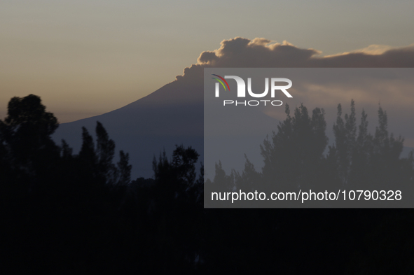 View of the Popocatepetl Volcano from Mexico City emitting smoke at dawn.

Last May, the Government of the State of Mexico, the Government...