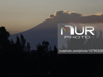 View of the Popocatepetl Volcano from Mexico City emitting smoke at dawn.

Last May, the Government of the State of Mexico, the Government...