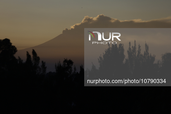 View of the Popocatepetl Volcano from Mexico City emitting smoke at dawn.

Last May, the Government of the State of Mexico, the Government...