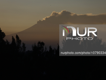 View of the Popocatepetl Volcano from Mexico City emitting smoke at dawn.

Last May, the Government of the State of Mexico, the Government...