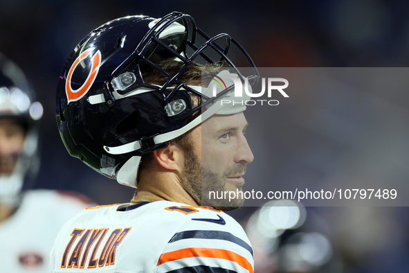 Chicago Bears wide receiver Trent Taylor (15) looks down the field ahead of an NFL  football game between the Detroit Lions and the Chicago...