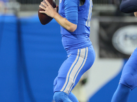 Detroit Lions quarterback Jared Goff (16) looks to throw the ball during  an NFL  football game between the Detroit Lions and the Chicago Be...