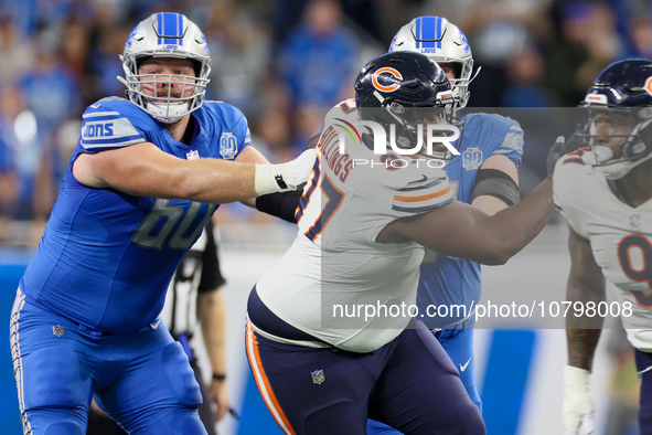 Chicago Bears defensive tackle Andrew Billings (97) defends against the Detroit Lions during  an NFL  football game between the Detroit Lion...