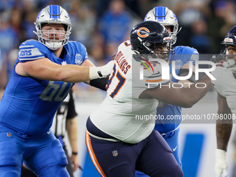 Chicago Bears defensive tackle Andrew Billings (97) defends against the Detroit Lions during  an NFL  football game between the Detroit Lion...