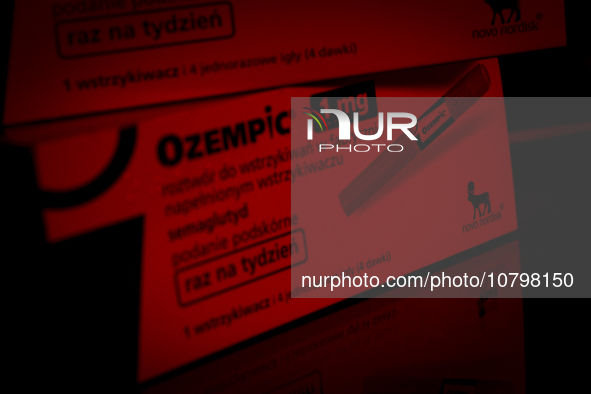 Ozempic weight loss drug packaging is seen in this illustration photo with the Novo Nordisk logo in Warsaw, Poland on 19 November, 2023. Ger...