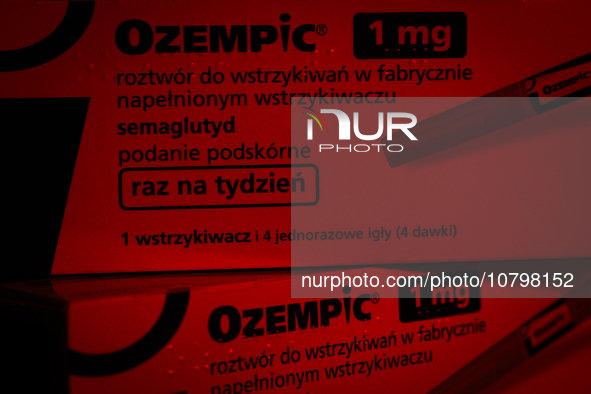 Ozempic weight loss drug packaging is seen in this illustration photo with the Novo Nordisk logo in Warsaw, Poland on 19 November, 2023. Ger...