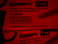 Ozempic weight loss drug packaging is seen in this illustration photo with the Novo Nordisk logo in Warsaw, Poland on 19 November, 2023. Ger...