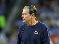 Chicago Bears head coach Matt Eberflus looks on from the sidelines during  an NFL  football game between the Detroit Lions and the Chicago B...