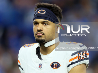 Chicago Bears wide receiver Equanimeous St. Brown (19) walks off the field at halftime during  an NFL  football game between the Detroit Lio...