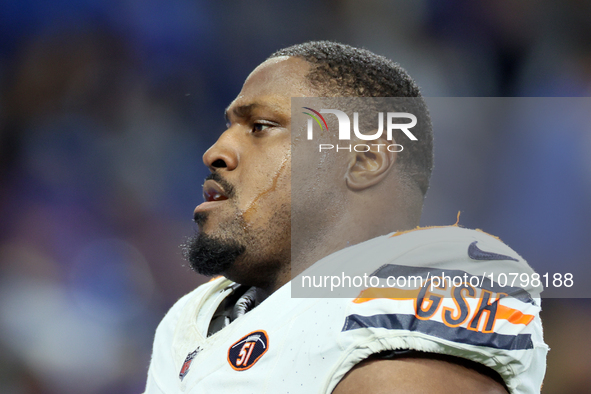 Chicago Bears defensive tackle Andrew Billings (97) walks off the field at halftime during  an NFL  football game between the Detroit Lions...